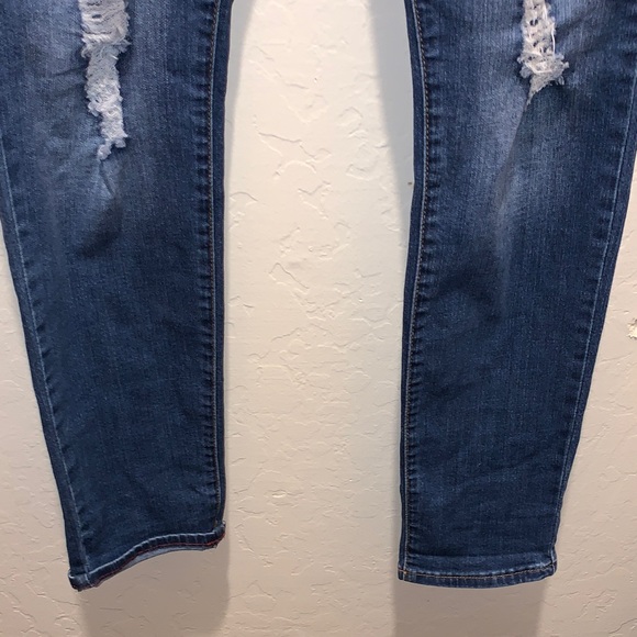!it Jeans Women's High Rise Skinny Distressed Denim in Dark Blue - Picture 7 of 11